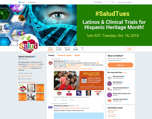 Salud America! Twitter by IHPR at UTHSCSA