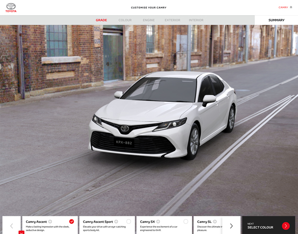 Camry WebGL Car Configurator by Rotor Studios