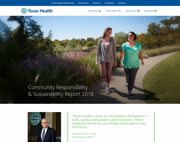 2017 Texas Health Corporate Social Responsibility microsite by Watermark Incorporated
