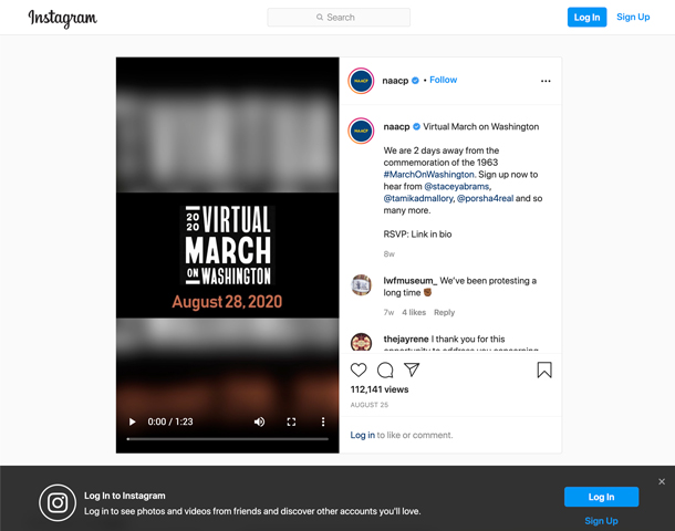 57th Anniversary of the March on Washington: Virtual March on Washington by NAACP