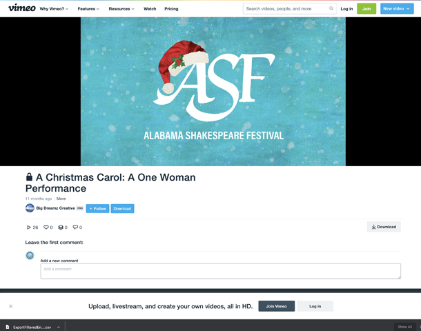 A Christmas Carol: A One Woman Performance by Big Dreamz Creative