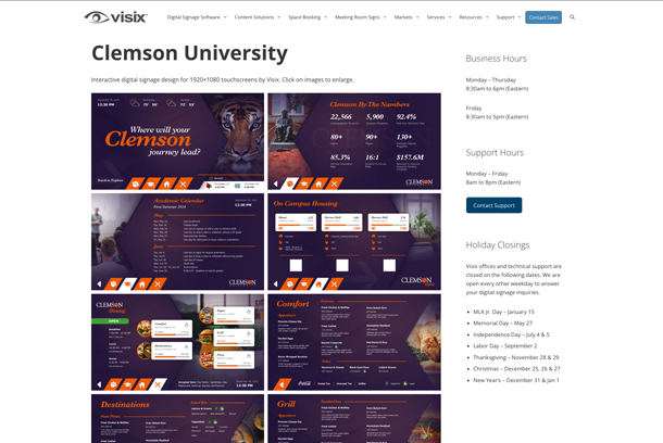 Clemson State University Interactive Digital Signage by Visix, Inc.