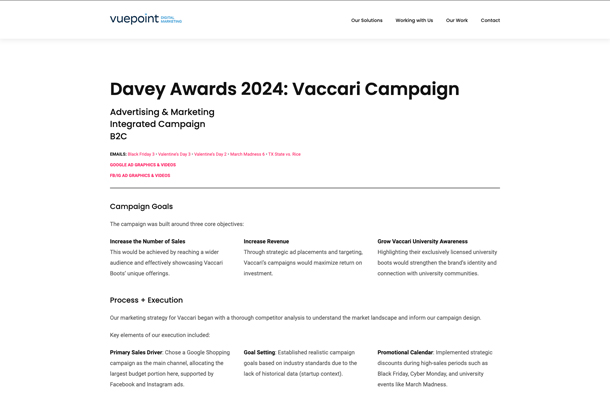 Vaccari Boots: Boosting University Boot Sales by Vuepoint Agency