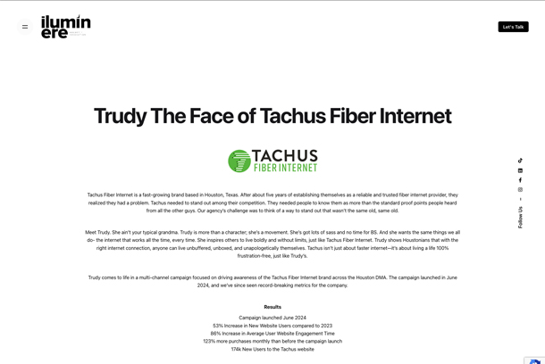 Trudy: The Face of Tachus Fiber Internet by Iluminere