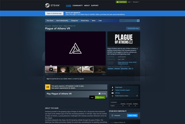 Plague of Athens Virtual Reality | a Quantum Leap in Experiential History Education by Northwestern University in Qatar