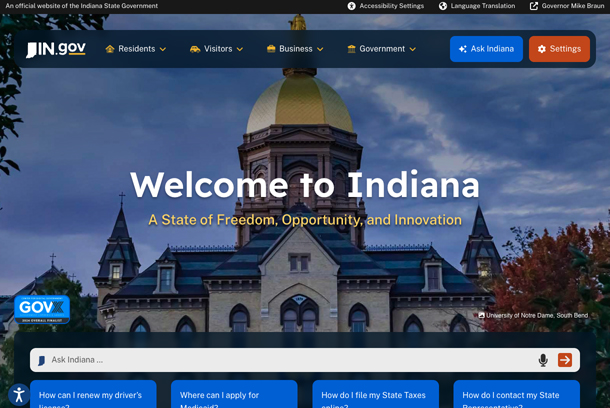 "Ask Indiana" - AI Resident Assistant by Tyler Technologies