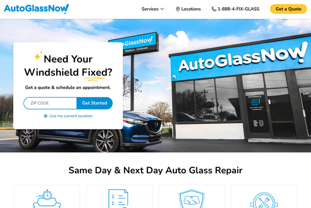 AutoGlassNow Website by Elevate Digital