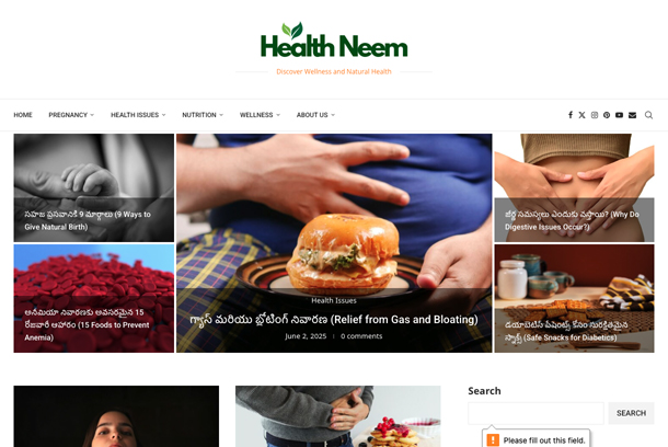 HealthNeem.com — Digital Health Blog Empowering 80M+ Telugu Readers by Pixis IT Inc (Project: Healthneem.com)