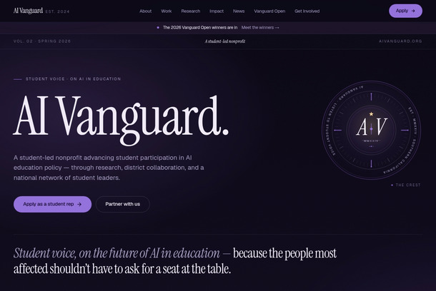 AI Vanguard Website by Ninja Squirrel Designs